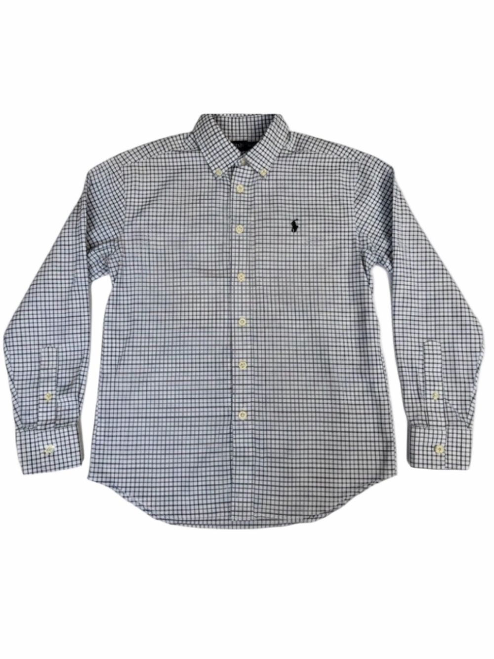 Polo Ralph Lauren Child Kid Boy Medium 10/12 White Checkered Button Down Shirt
